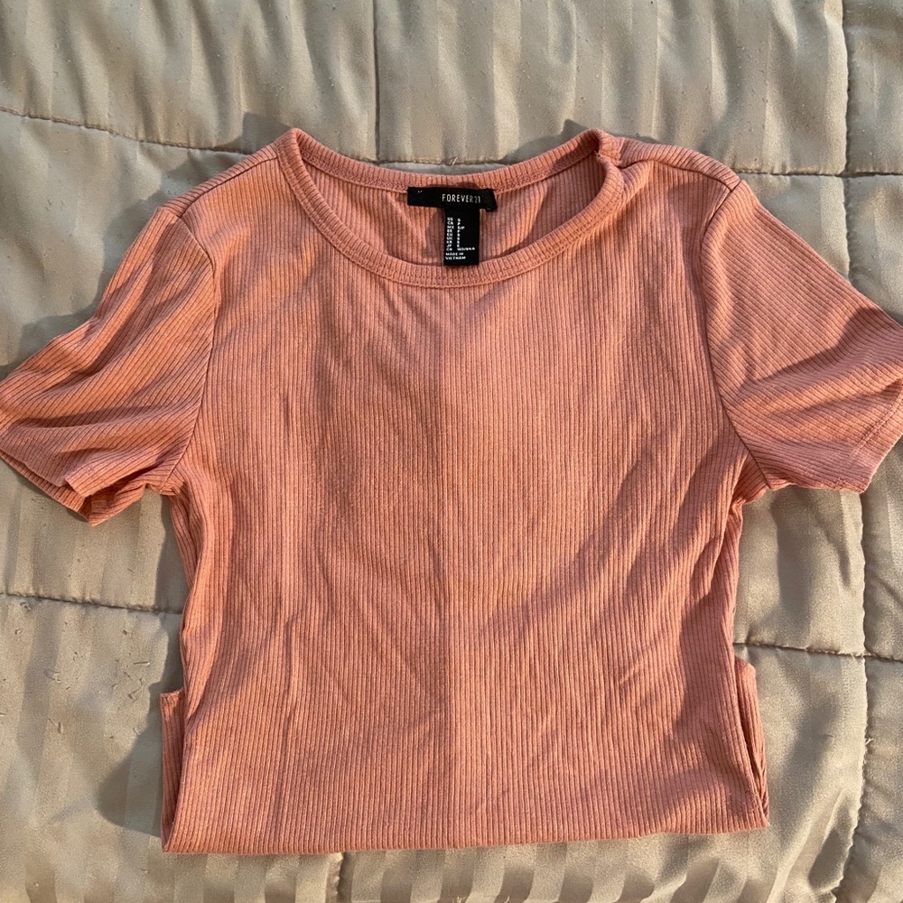 Pink ribbed bodysuit
